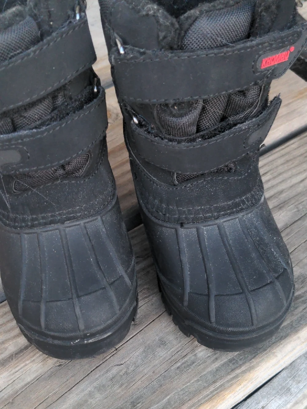 Kids Cold Winter Snow Boots with Hook-and-Loop Velcro Double Two Straps Comfy